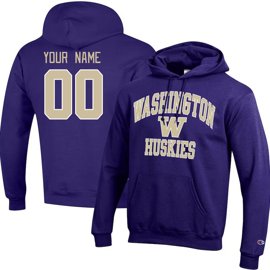 Custom Washington Huskies Name And Number College Hoodie-Purple - Click Image to Close